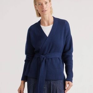 Quince Mongolian Cashmere Wrap Sweater Navy- S